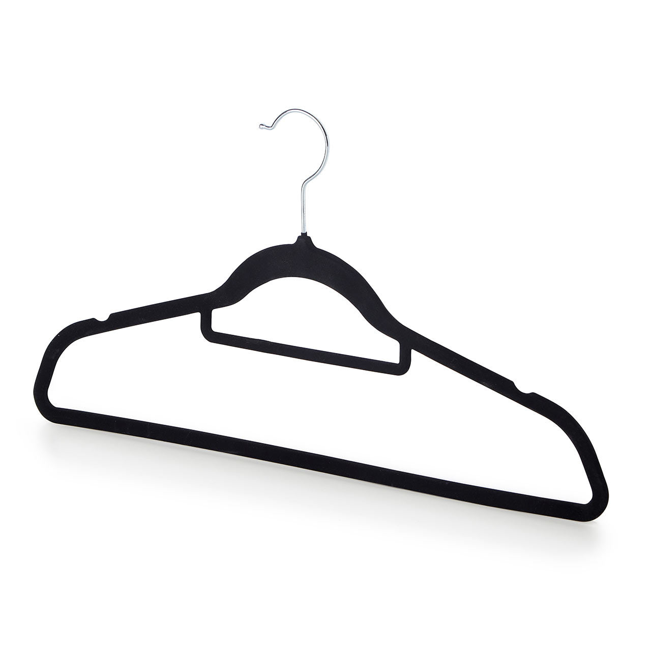 Black Velvet Ultra-Slim Hangers with Accessory Bar - Trouser Bar and Shoulder Notches