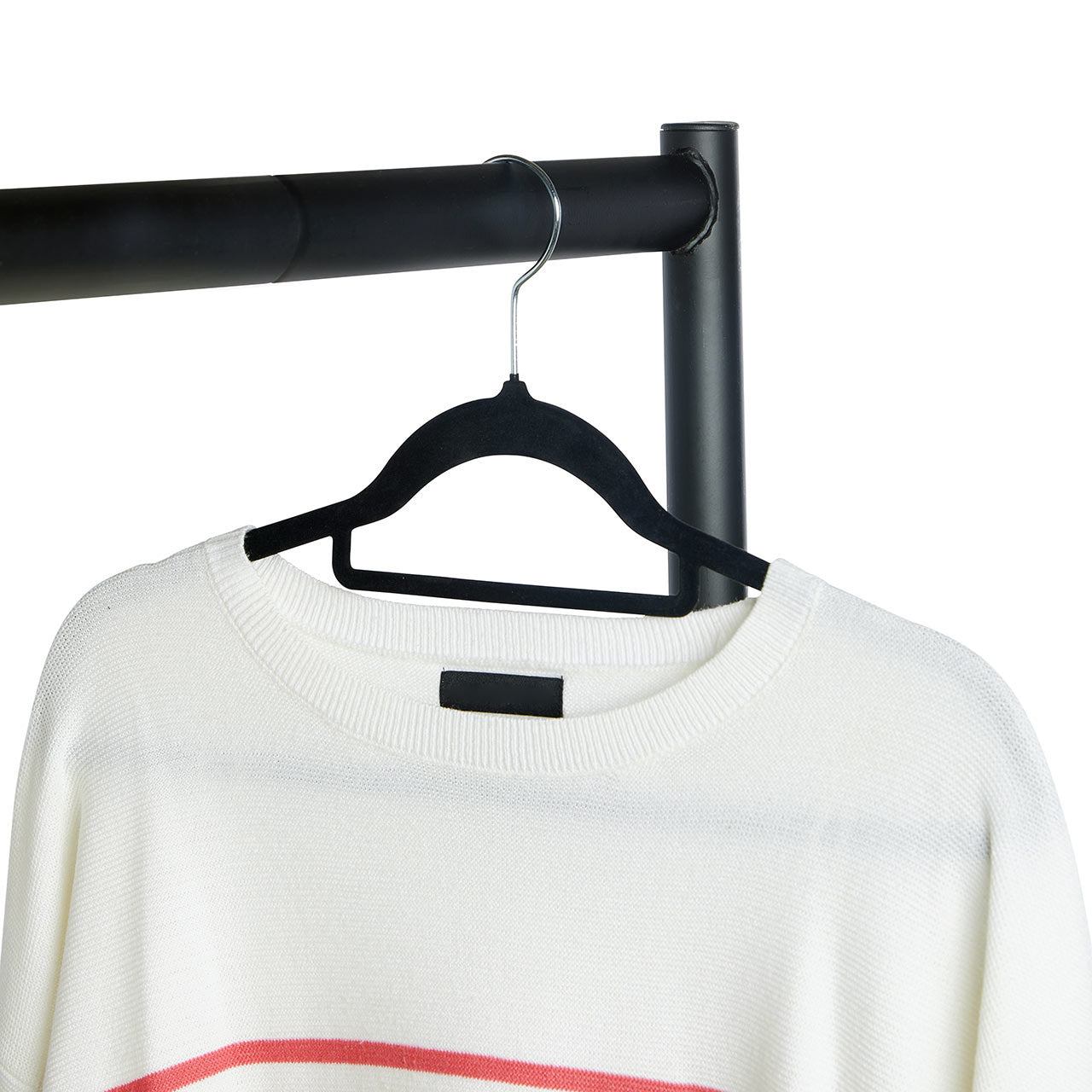 Black Velvet Ultra-Slim Hangers with Accessory Bar - Trouser Bar and Shoulder Notches