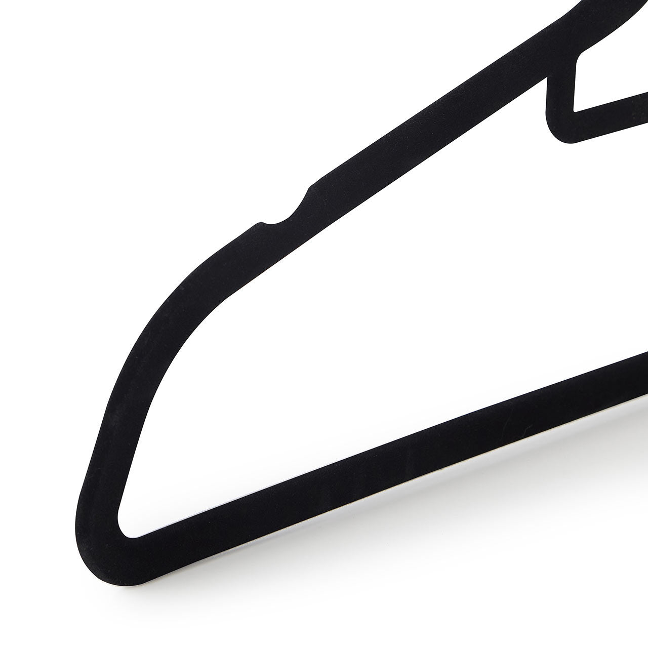 Black Velvet Ultra-Slim Hangers with Accessory Bar - Trouser Bar and Shoulder Notches