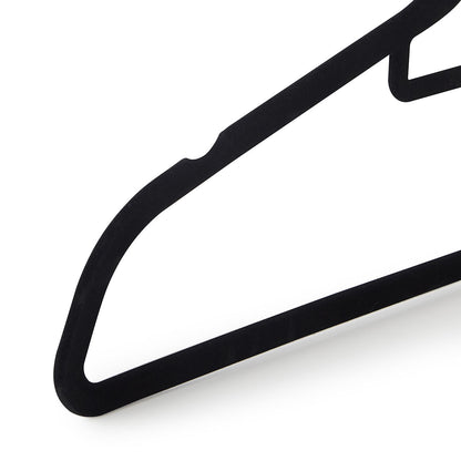 Black Velvet Ultra-Slim Hangers with Accessory Bar - Trouser Bar and Shoulder Notches