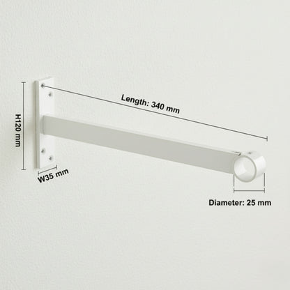 White Support Arm For up to 25mm Diameter tube - Wall fix