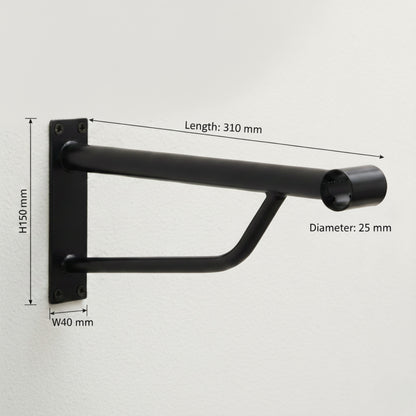 Heavy Duty Black Support Arm For up to 25mm Diameter tube - Wall fix