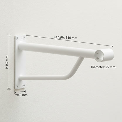 Heavy Duty White Support Arm For up to 25mm Diameter tube - Wall fix
