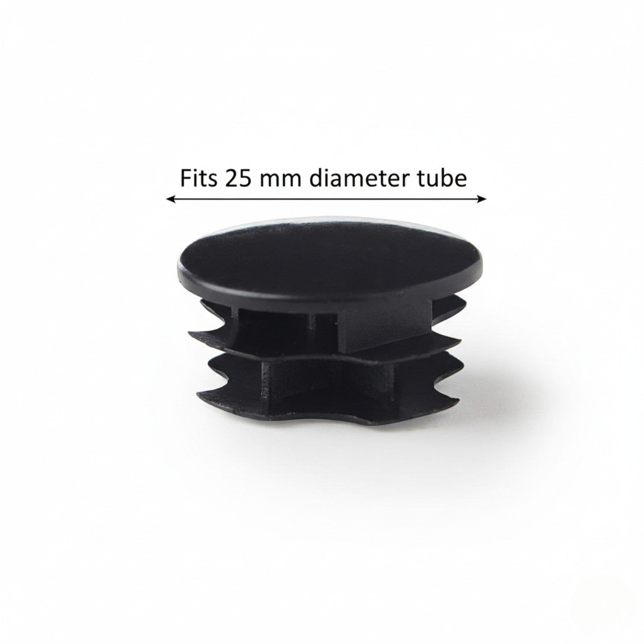 Black Plug-in End for 25mm Dia. Tube Rail