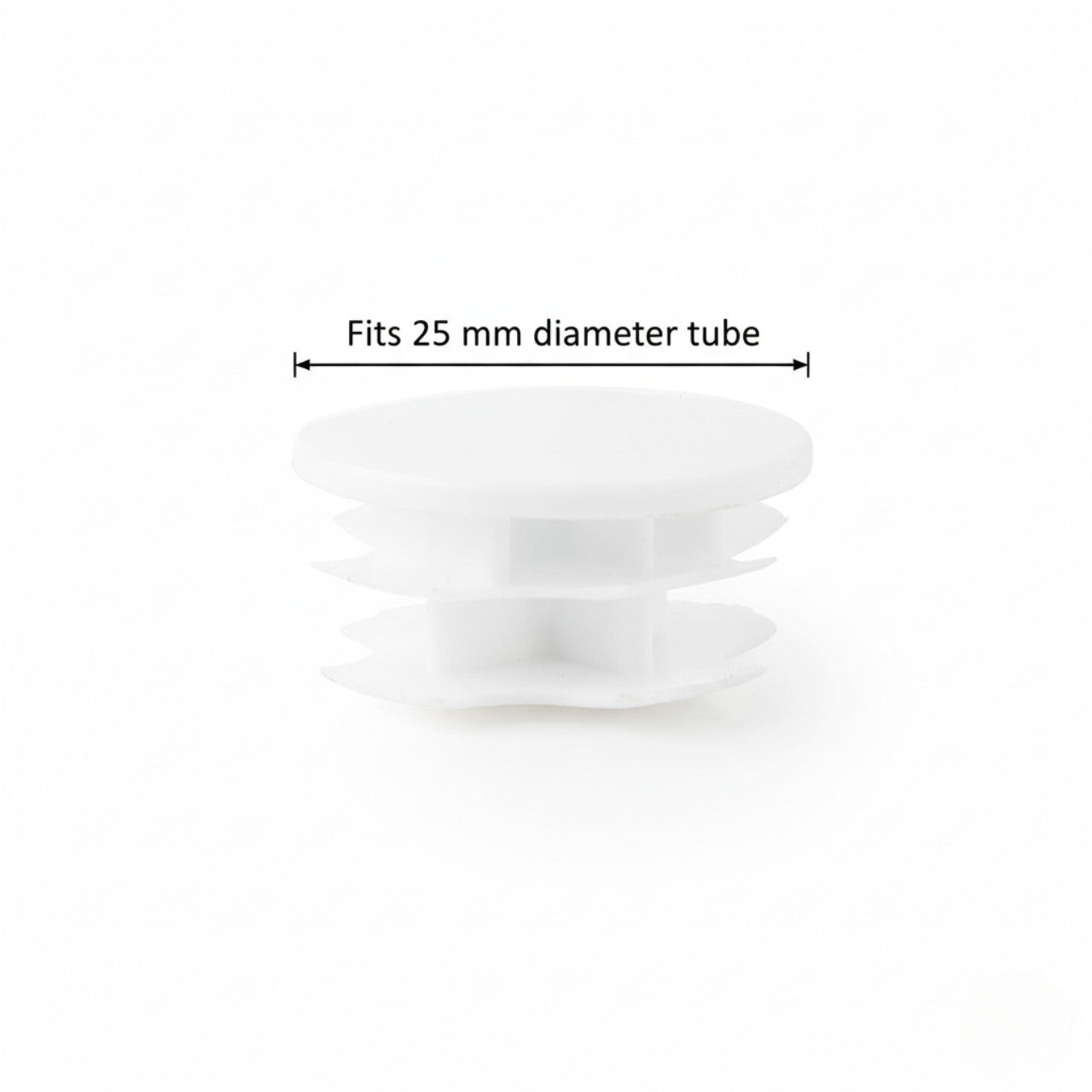 White Plug-in End for 25mm Dia. Tube Rail