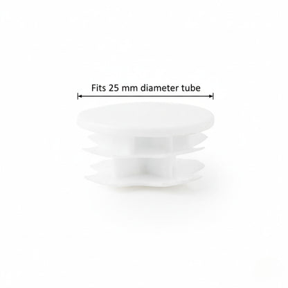 White Plug-in End for 25mm Dia. Tube Rail