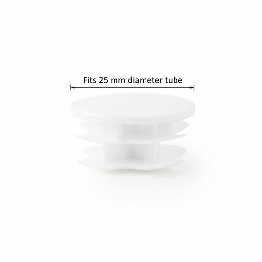 White Plug-in End for 25mm Dia. Tube Rail