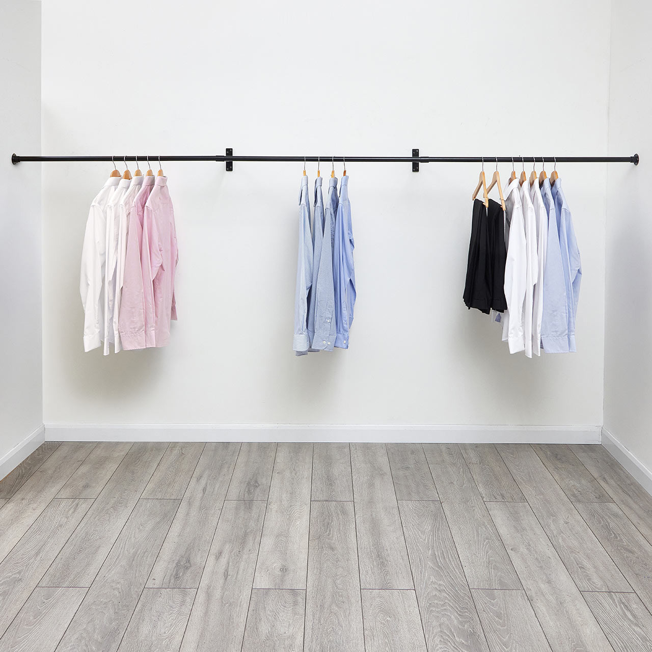 3m Alcove Black Hanging Clothes Rail with 2 Wall-fix Arms