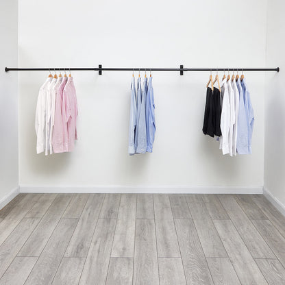 3m Alcove Black Hanging Clothes Rail with 2 Wall-fix Arms
