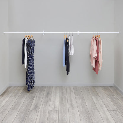 3m Alcove White Hanging Clothes Rail with 2 Wall-fix Arms