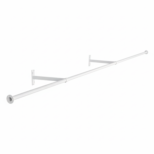 3m Alcove White Hanging Clothes Rail with 2 Wall-fix Arms