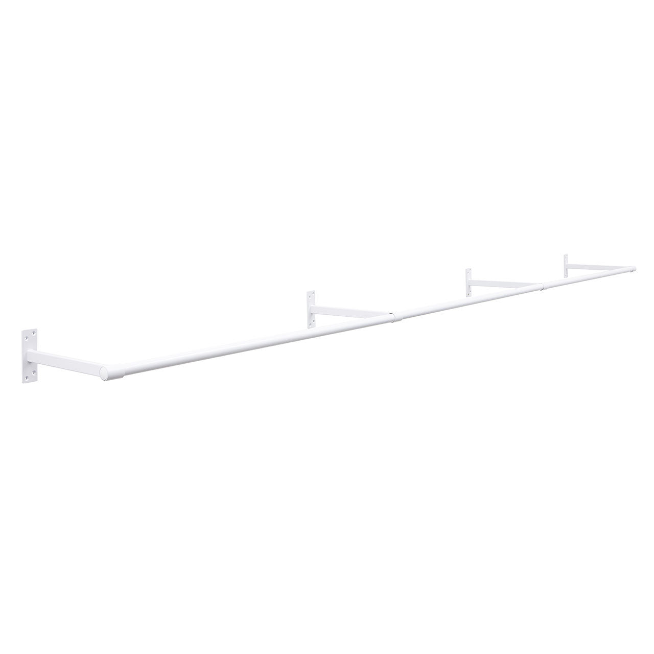 3m Wall-Mounted White Hanging Clothes Rail with 4 Support Arms