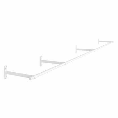 3m Wall-Mounted White Hanging Clothes Rail with 4 Support Arms