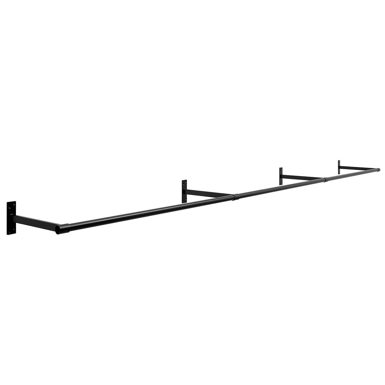 3m Wall-Mounted Black Hanging Clothes Rail with 4 Support Arms