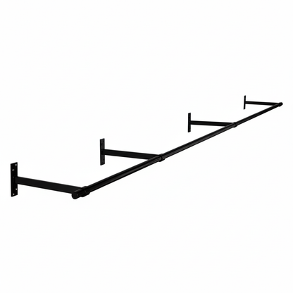 3m Wall-Mounted Black Hanging Clothes Rail with 4 Support Arms