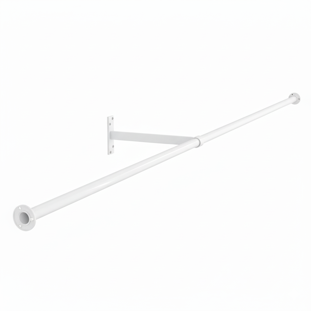2m Alcove White Hanging Clothes Rail with 1 Support Arm