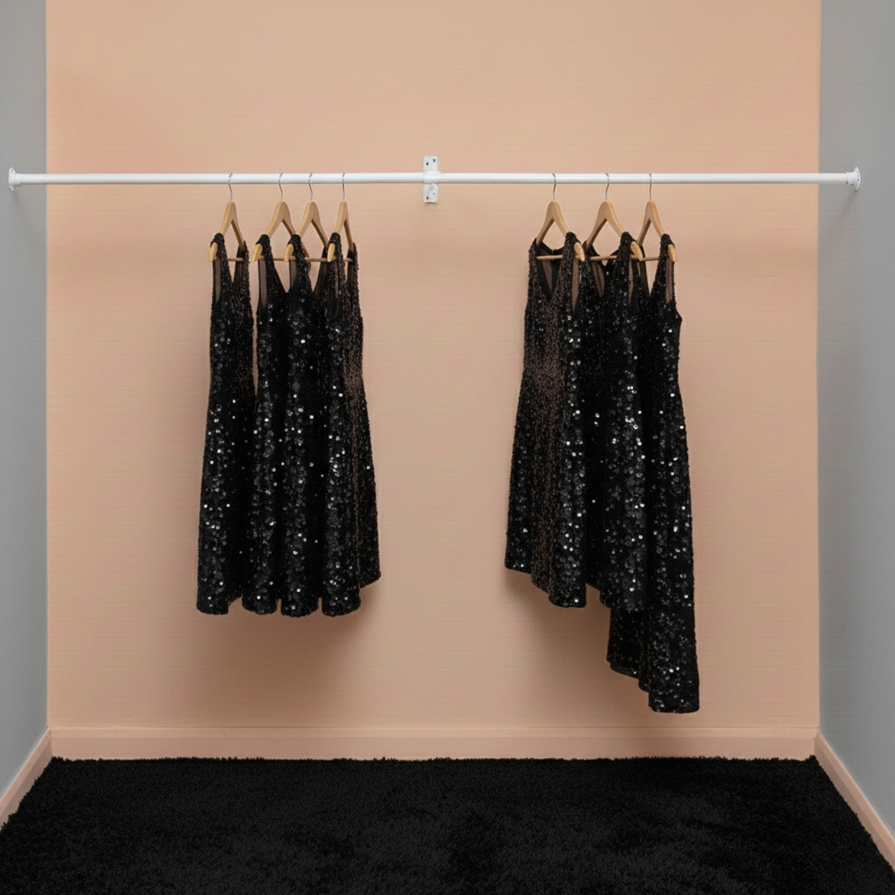 2m Alcove White Hanging Clothes Rail with 1 Support Arm