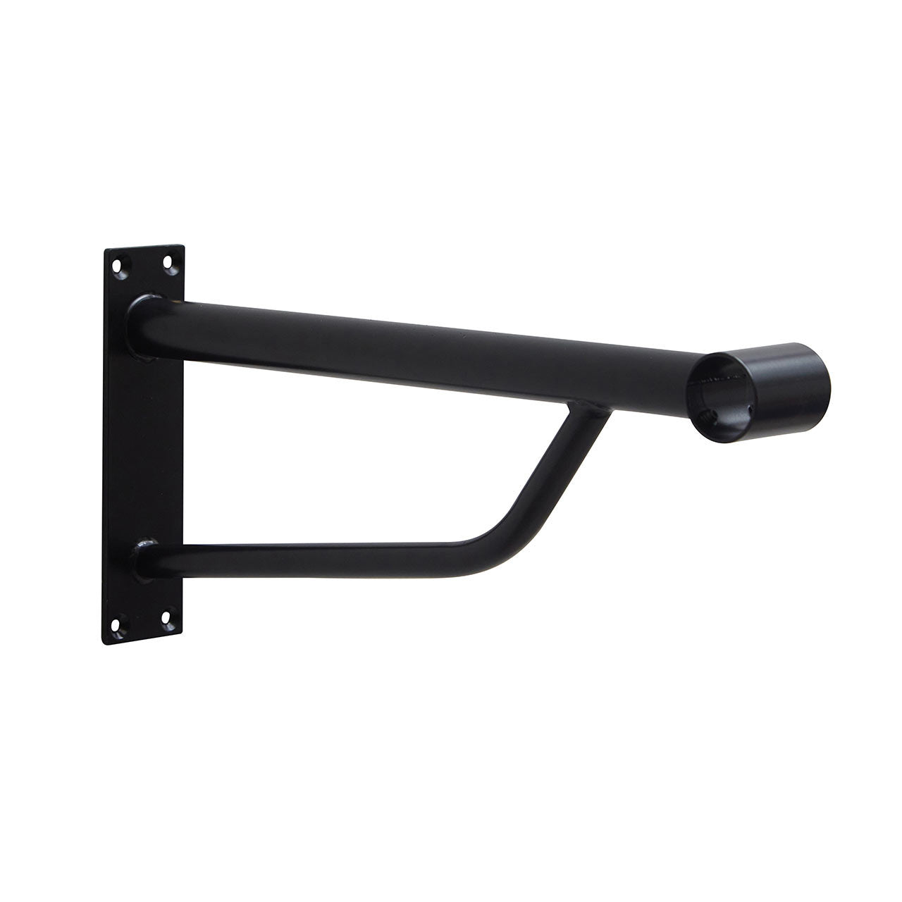 2m Heavy Duty Alcove Black Hanging Clothes Rail with 1 Support Arms