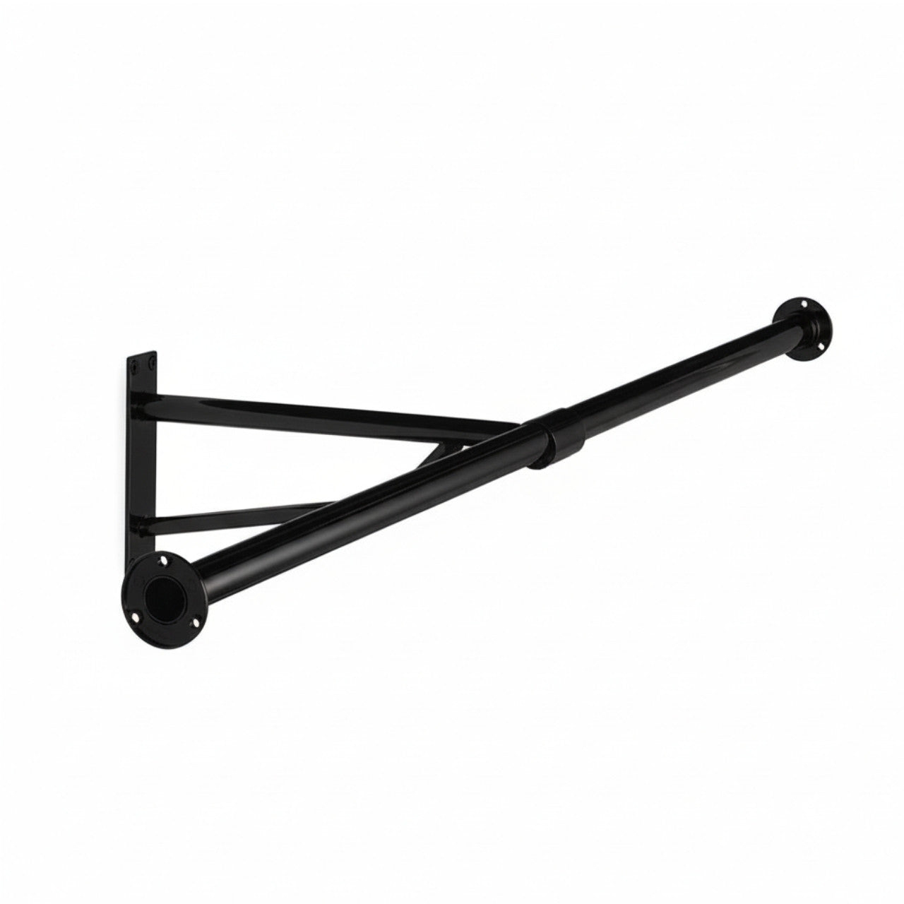 2m Heavy Duty Alcove Black Hanging Clothes Rail with 1 Support Arms