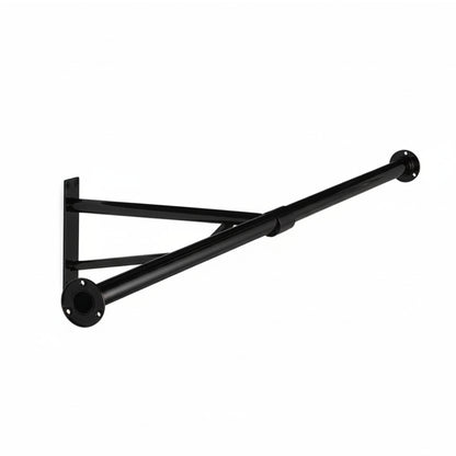 2m Heavy Duty Alcove Black Hanging Clothes Rail with 1 Support Arms