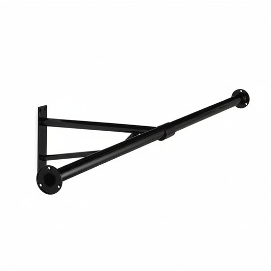 2m Heavy Duty Alcove Black Hanging Clothes Rail with 1 Support Arms