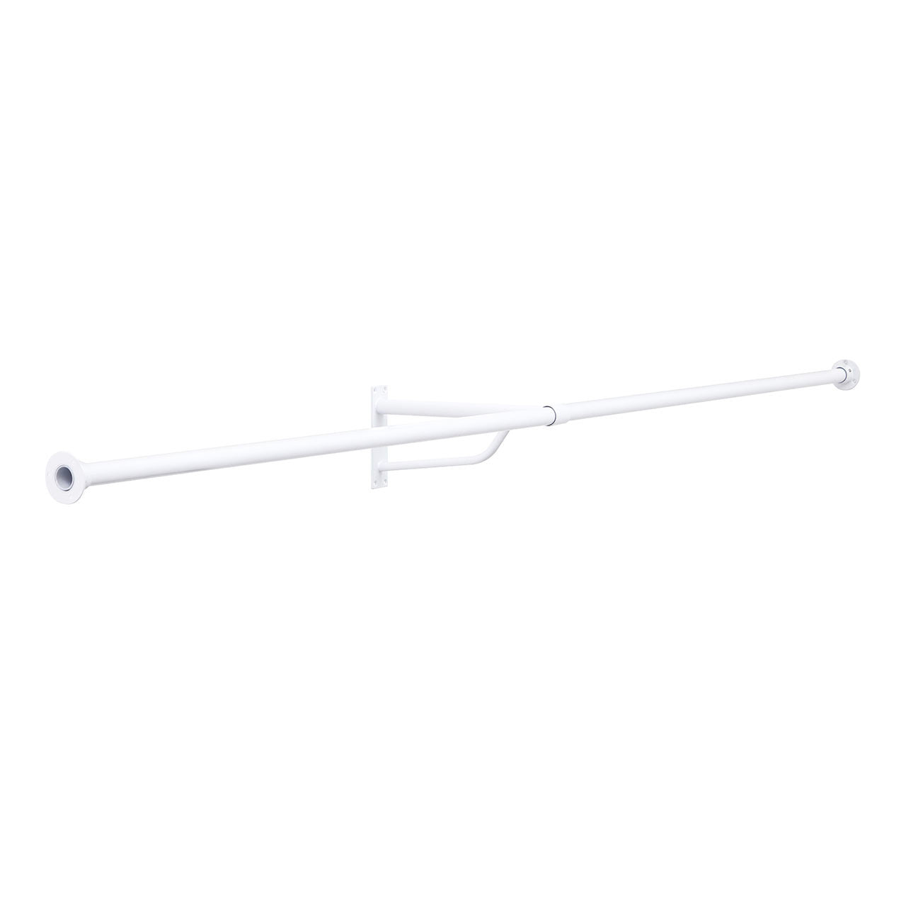 2m Heavy Duty Alcove White Hanging Clothes Rail with 1 Support Arms