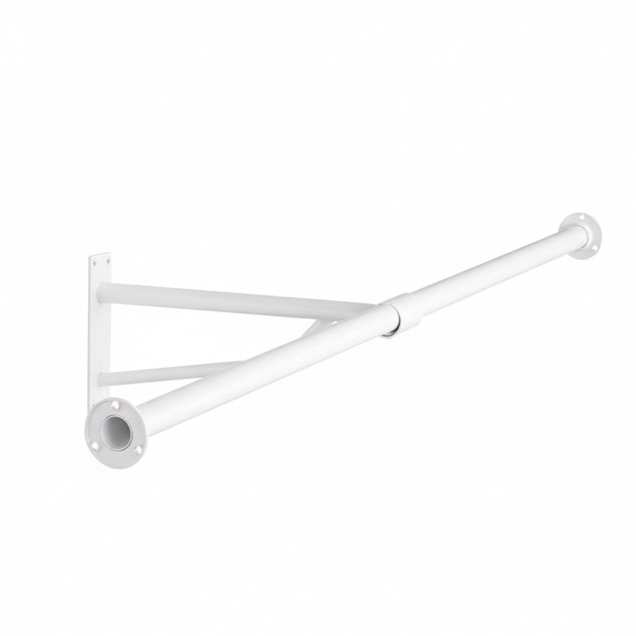 2m Heavy Duty Alcove White Hanging Clothes Rail with 1 Support Arms