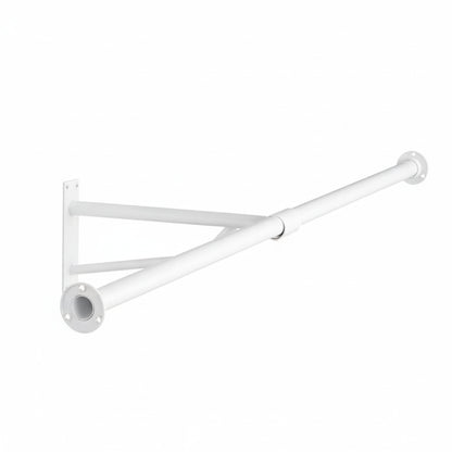 2m Heavy Duty Alcove White Hanging Clothes Rail with 1 Support Arms