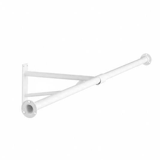 2m Heavy Duty Alcove White Hanging Clothes Rail with 1 Support Arms