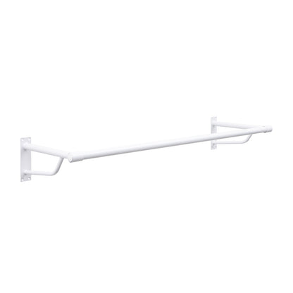 1m Heavy Duty White Wall-Mounted Hanging Clothes Rail with 2 Support Arms