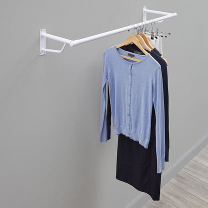 1m Heavy Duty White Wall-Mounted Hanging Clothes Rail with 2 Support Arms