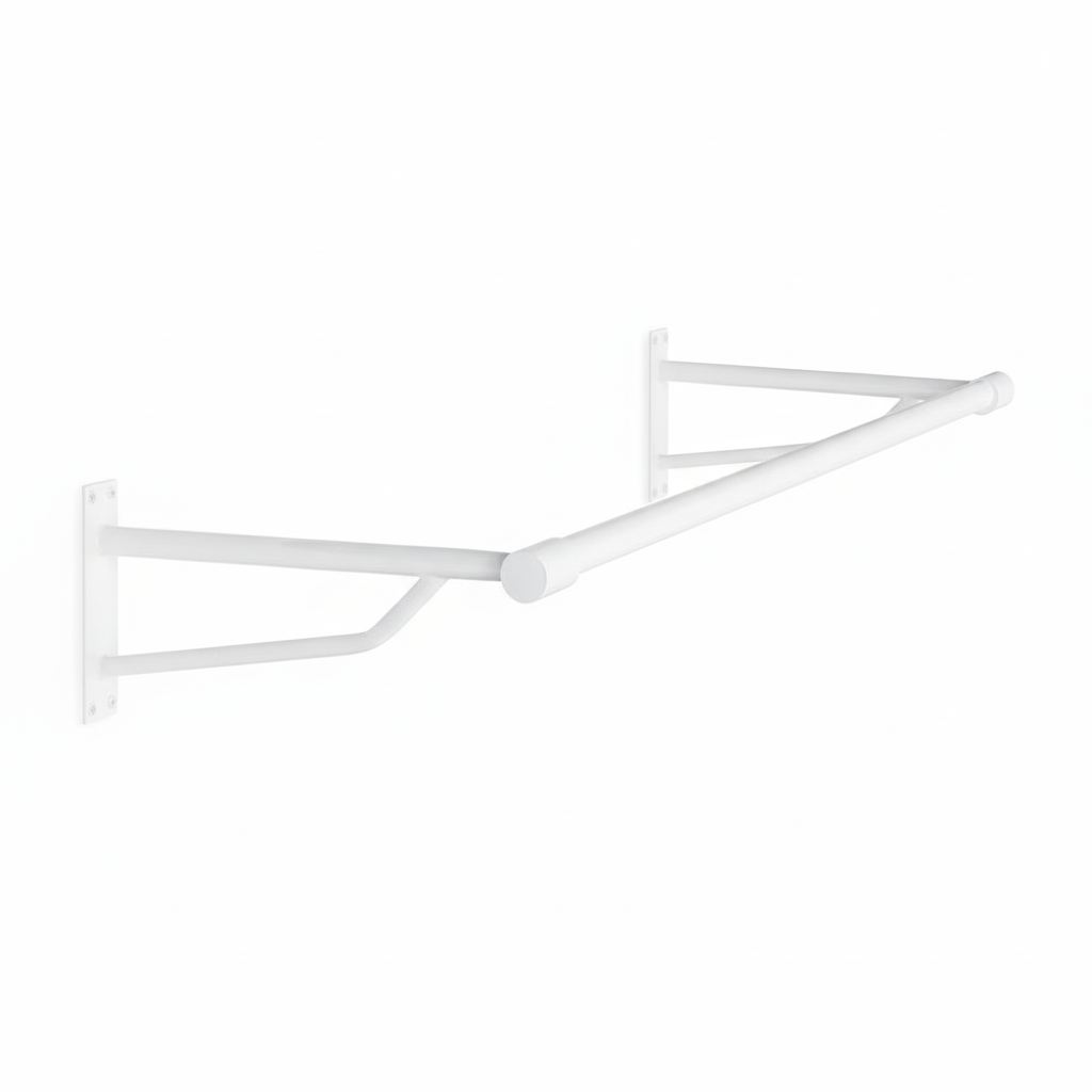 1m Heavy Duty White Wall-Mounted Hanging Clothes Rail with 2 Support Arms