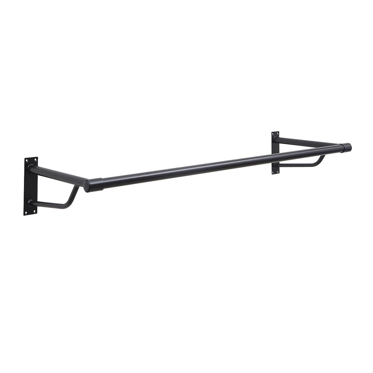 1m Heavy Duty Black Wall-Mounted Hanging Clothes Rail with 2 Support Arms