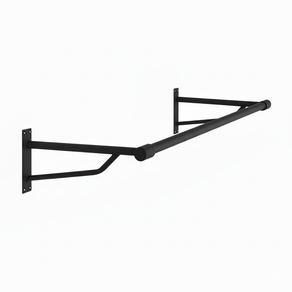 1m Heavy Duty Black Wall-Mounted Hanging Clothes Rail with 2 Support Arms