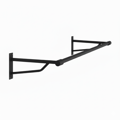 1m Heavy Duty Black Wall-Mounted Hanging Clothes Rail with 2 Support Arms