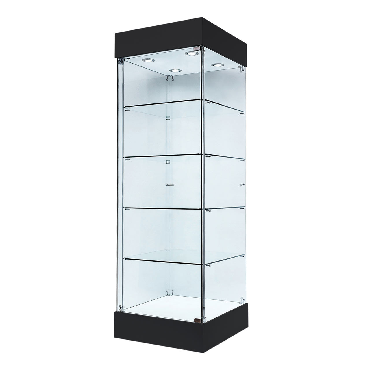 Skyline 360 Black Frameless Tower Showcase - All Glass Display - Single Door