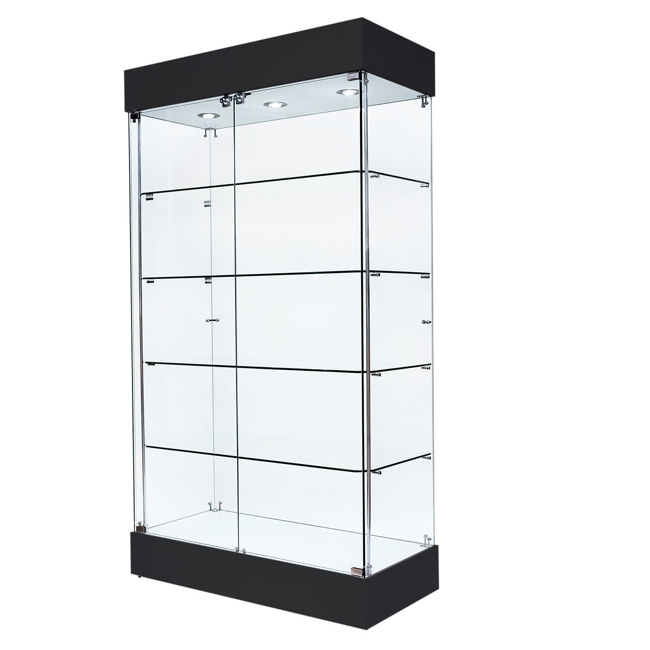 Skyline 360 Black Frameless Tower Showcase All-Glass Display - Double Door
