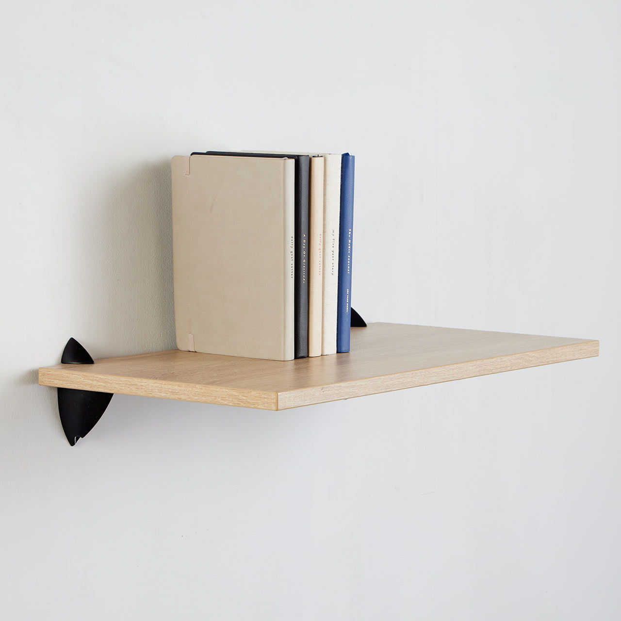Oak Wall Shelf With Black Clips