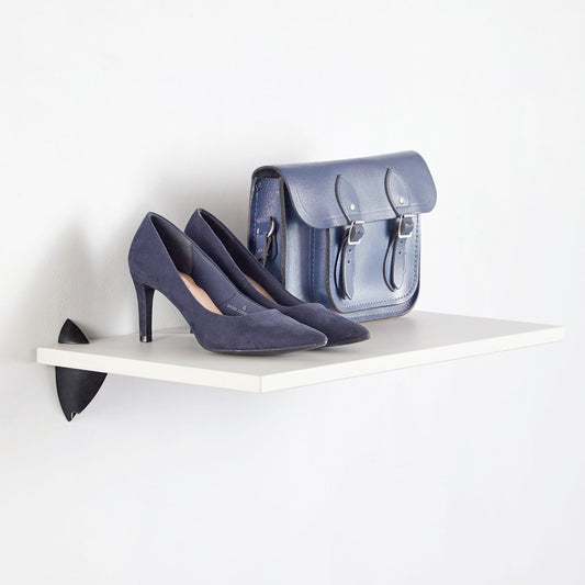 White Wall Shelf With Black Clips
