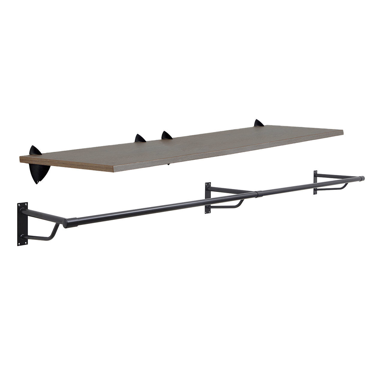 Eternity Oak Wooden Shelf and Clips with Black Hanging Rail