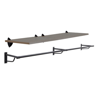 Eternity Oak Wooden Shelf and Clips with Black Hanging Rail