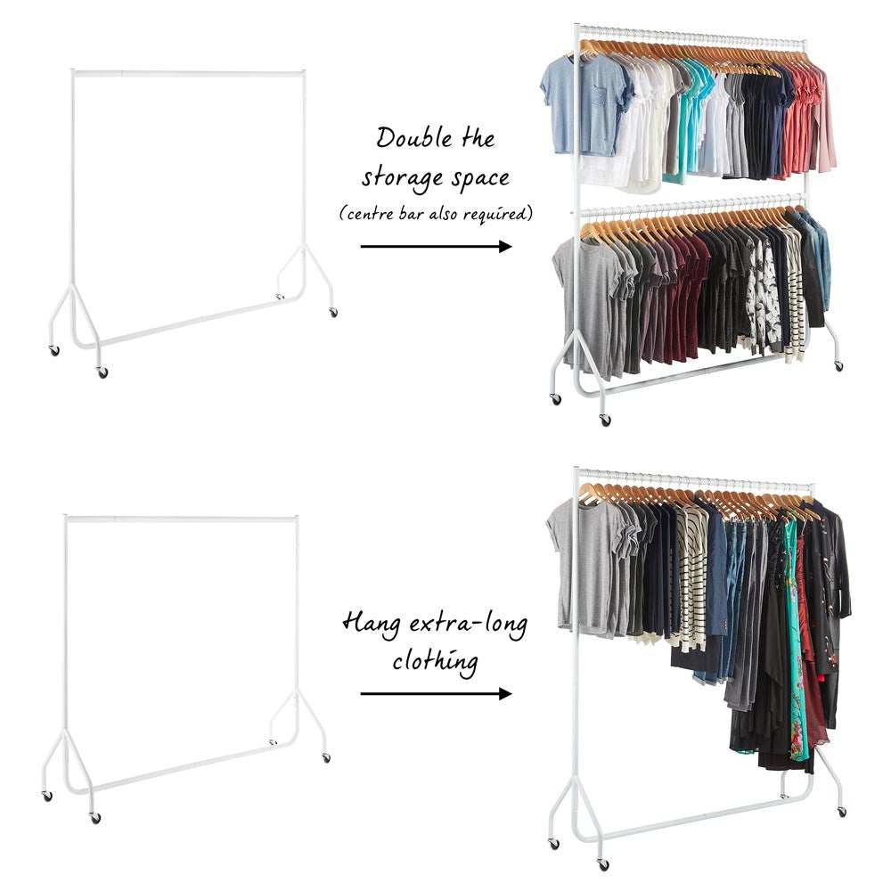 12inch White Height Extensions For 5ft & 6ft Heavy-Duty Clothes Rail