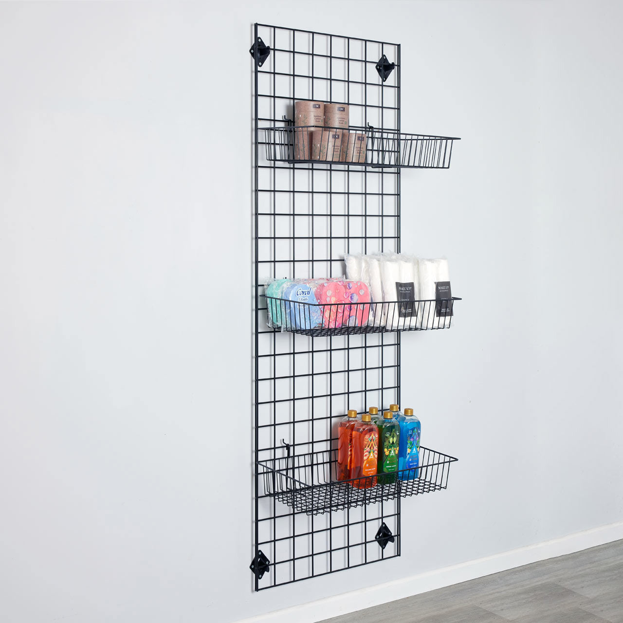 Black Hanging Wire Basket - H100 x W610 x D305mm