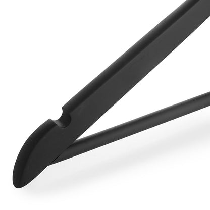 Soft-Touch Non-Slip Black Wooden Suit Hangers with Trouser Bar and Shoulder Notches