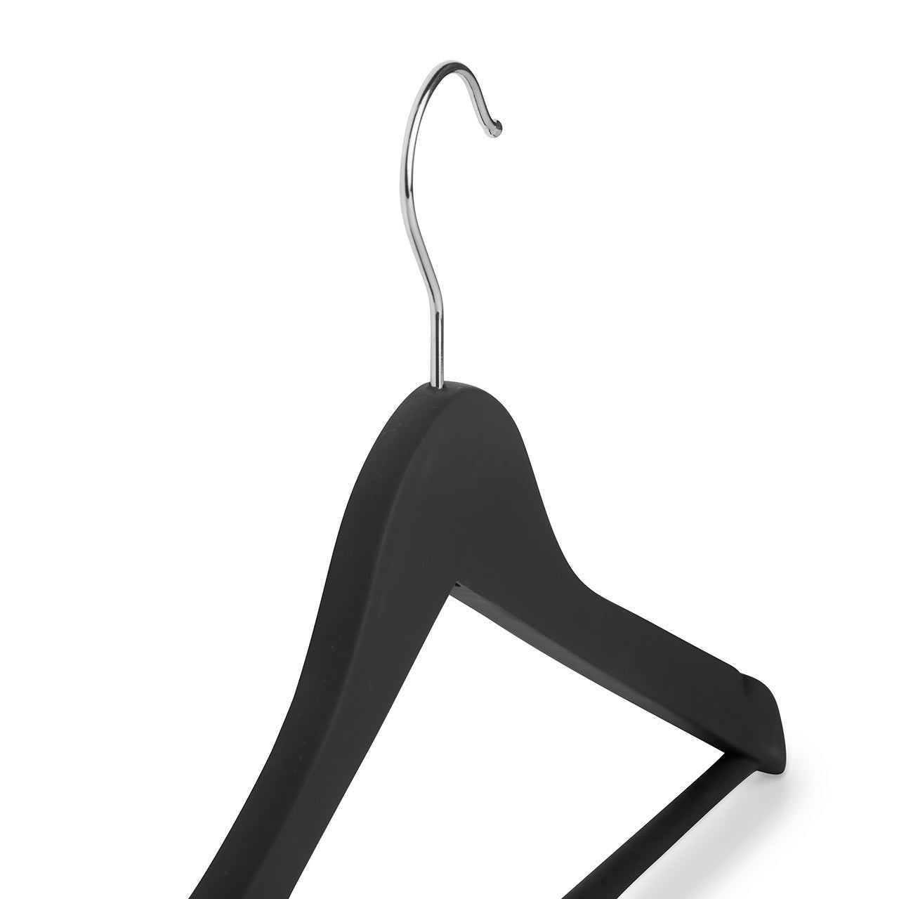 Soft-Touch Non-Slip Black Wooden Suit Hangers with Trouser Bar and Shoulder Notches