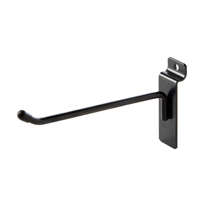 Black Single Prong Slatwall Hook - 150mm - 6 Inch - Pack of 20