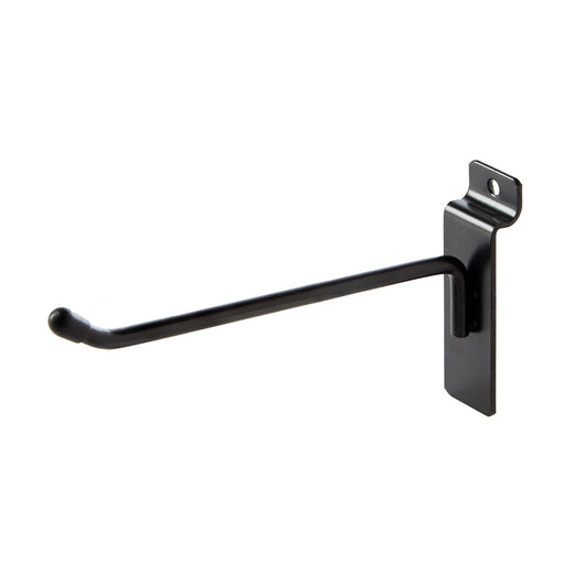 Black Single Prong Slatwall Hook - 150mm - 6 Inch - Pack of 20
