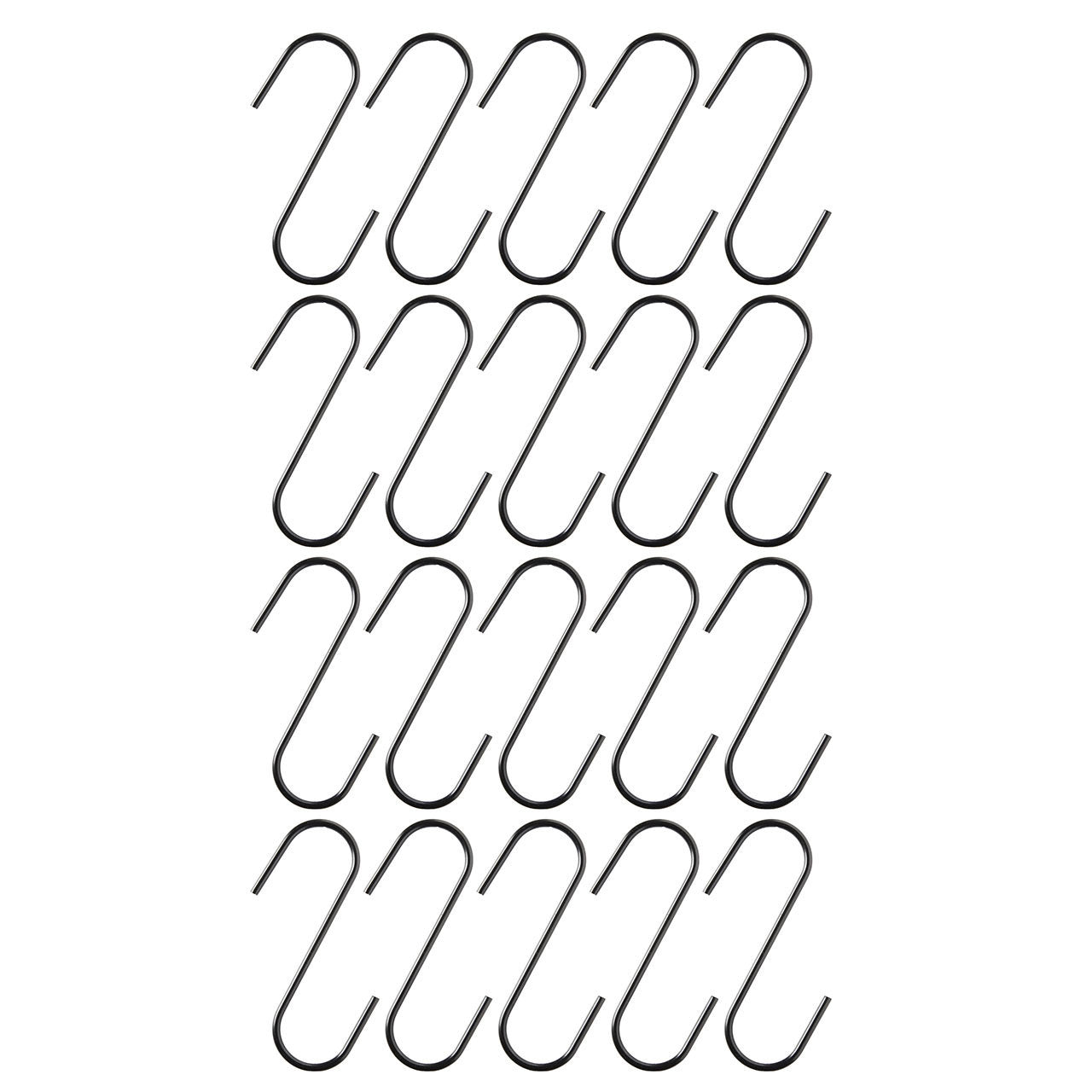 Pack of 20 x Large Black S-Hooks