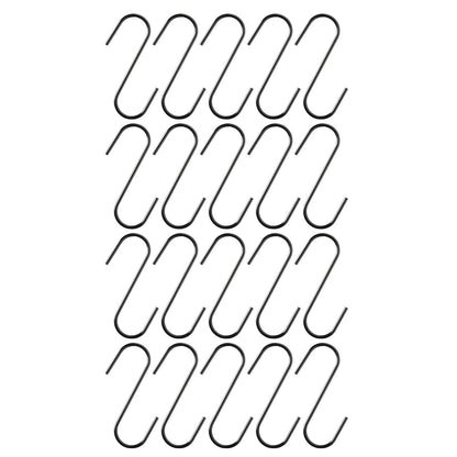 Pack of 20 x Large Black S-Hooks