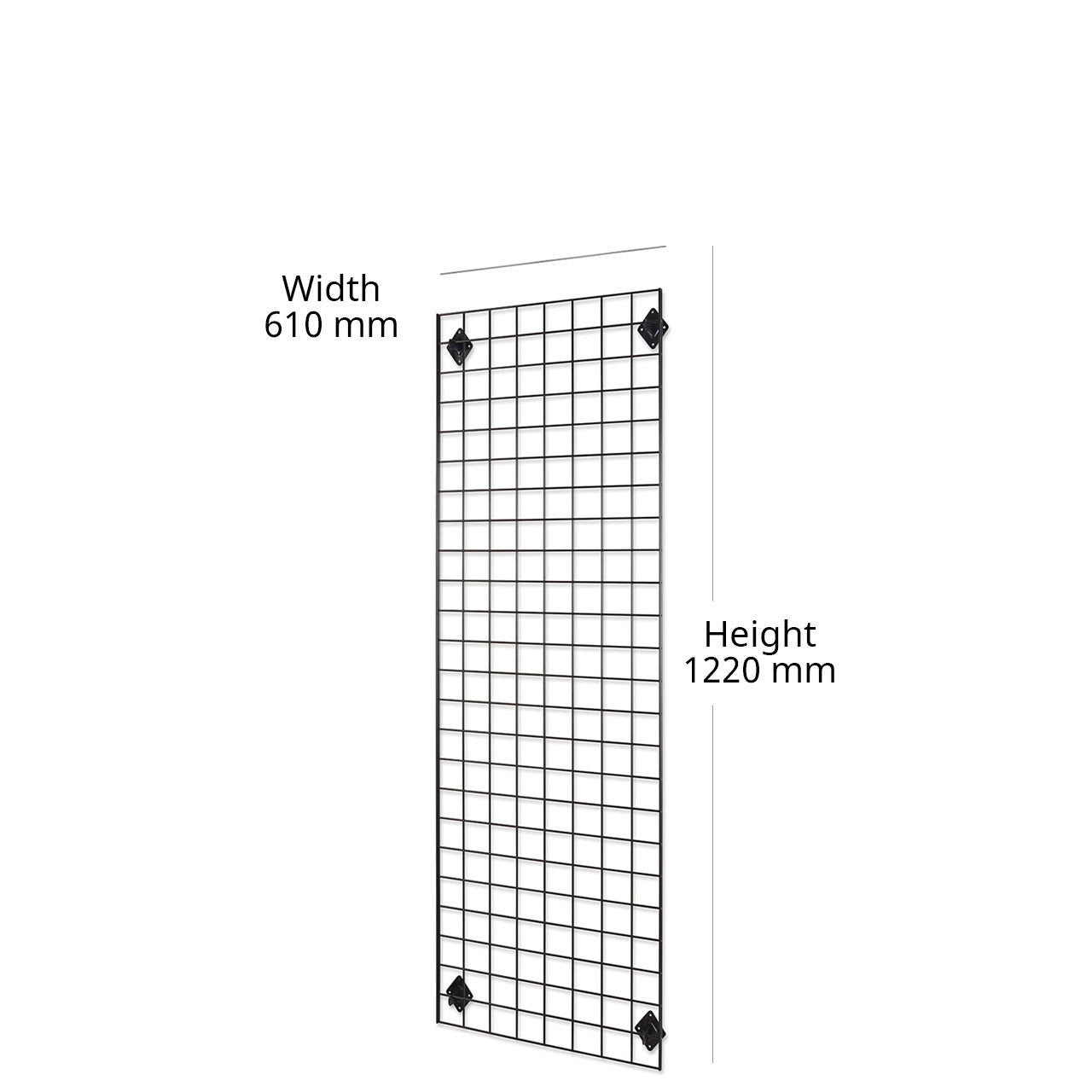 Black 4ft Wall-Mounted Grid Mesh Display